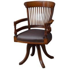 Antique Turn of the Century Revolving Desk Chair in Mahogany