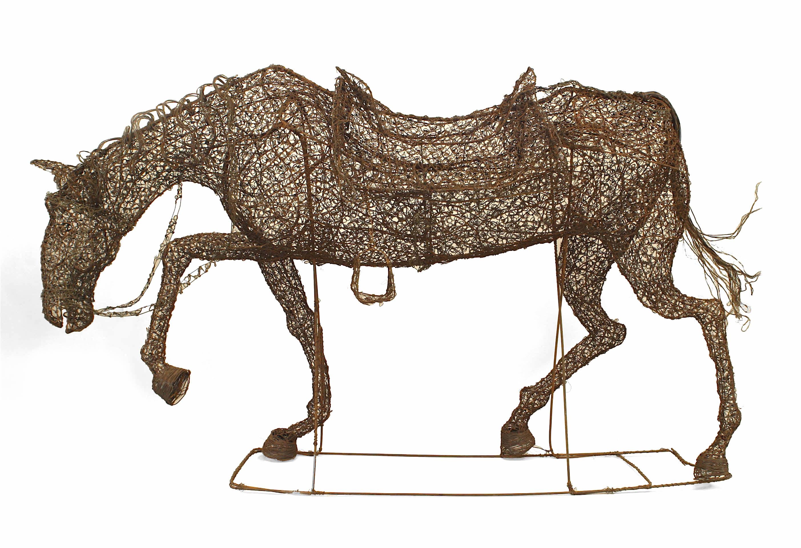 Spanish life size wire figure of Don Quixote on horse (19/20th Cent)
