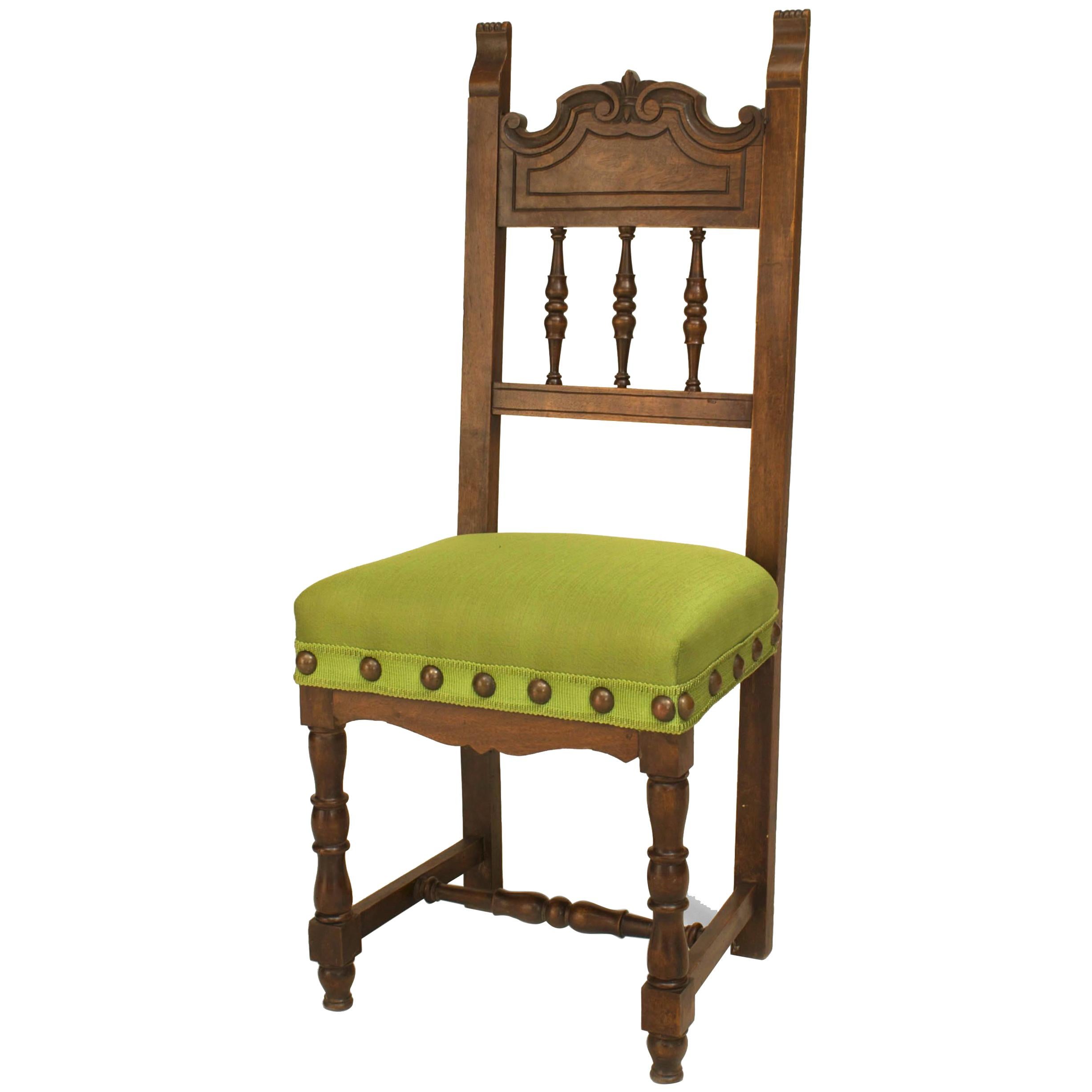Turn of the Century Spanish Renaissance Style Walnut Side Chair