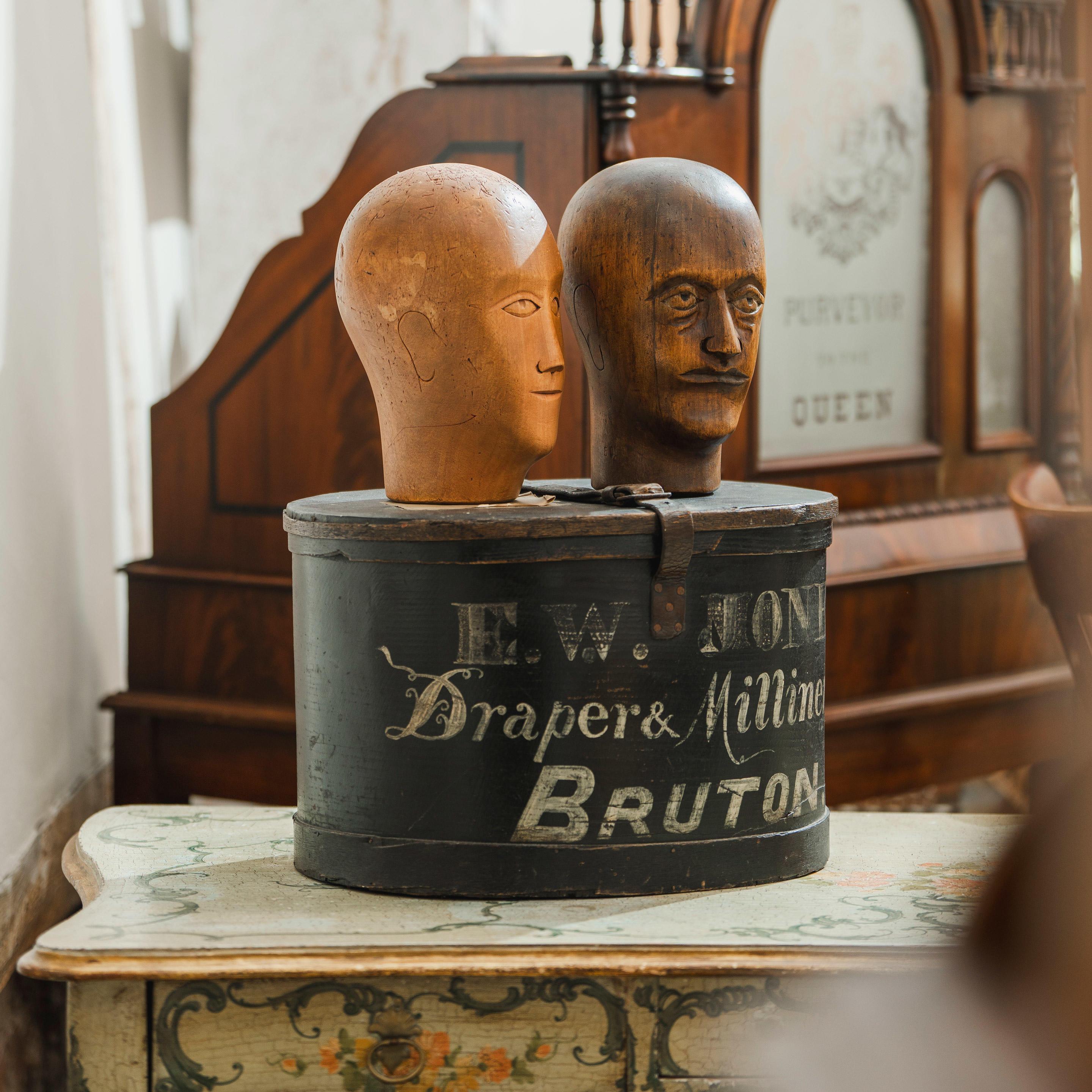 Hand-Carved Turn of The Century Sycamore Milliners Head For Sale