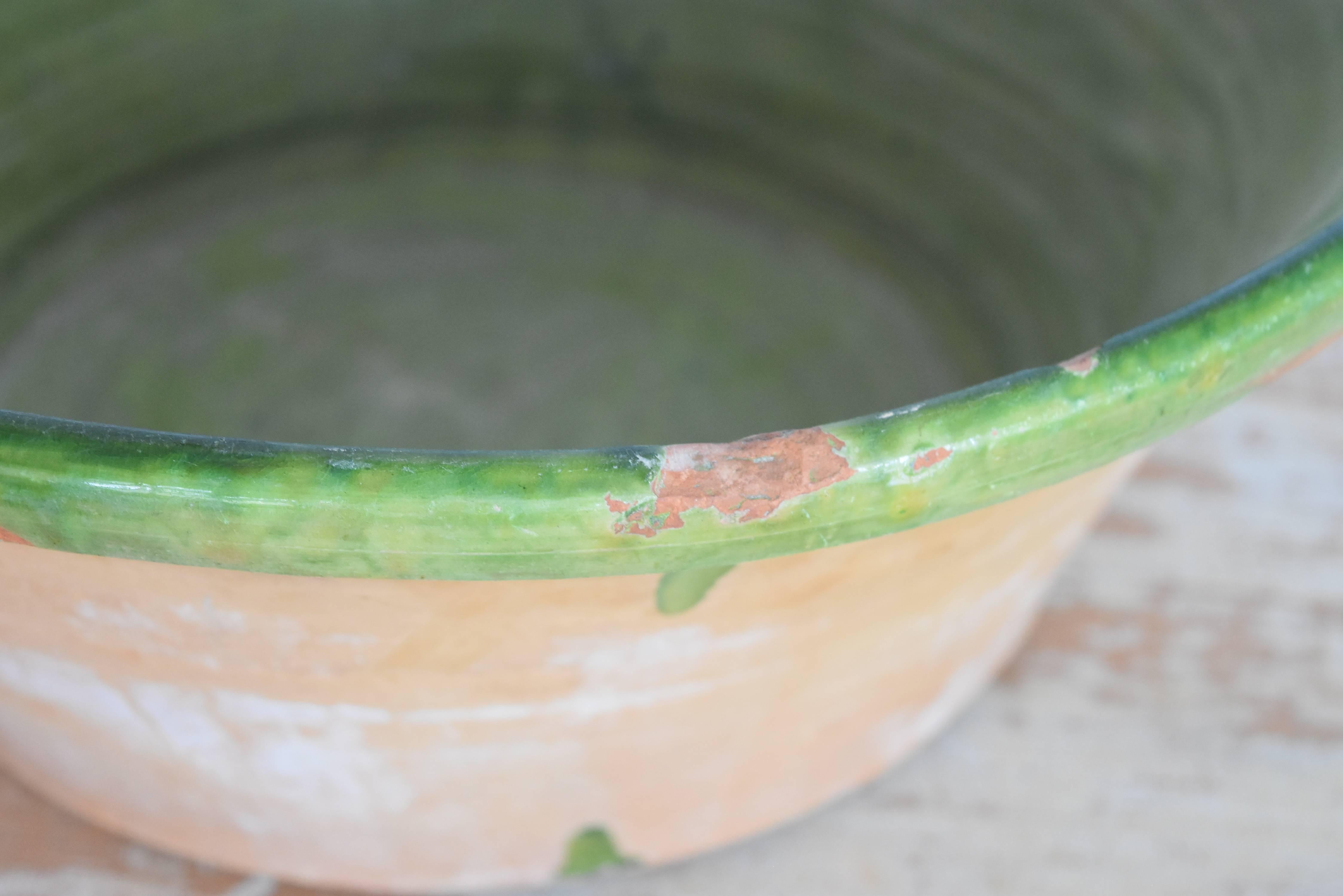 Turn of the Century Terracotta Glazed Green Bowl from Spain 1