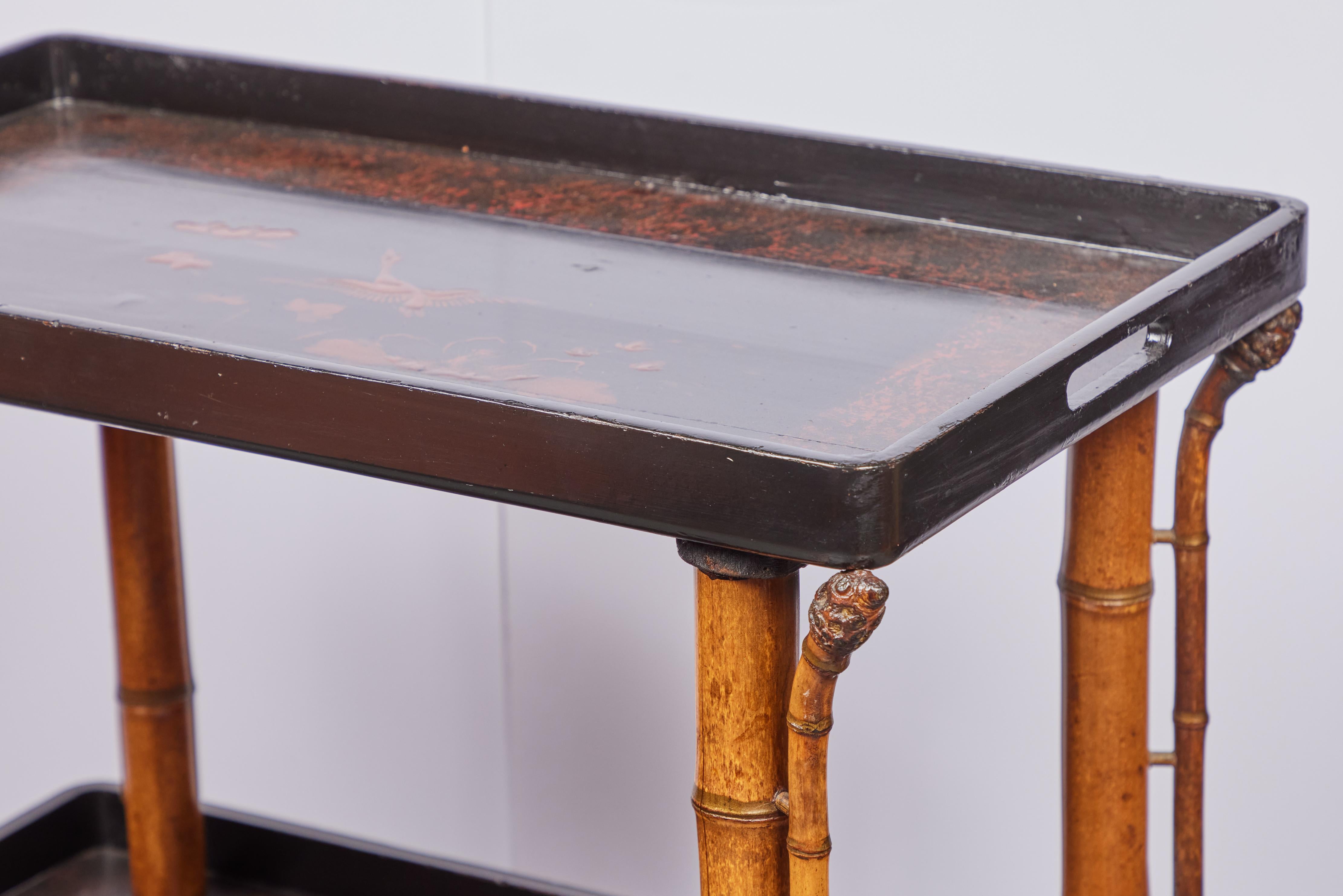 Hand-Carved Turn-of-the-Century Tray Table For Sale