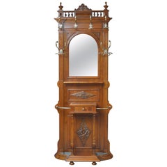 Antique Turn of the Century Walnut Hall Stand