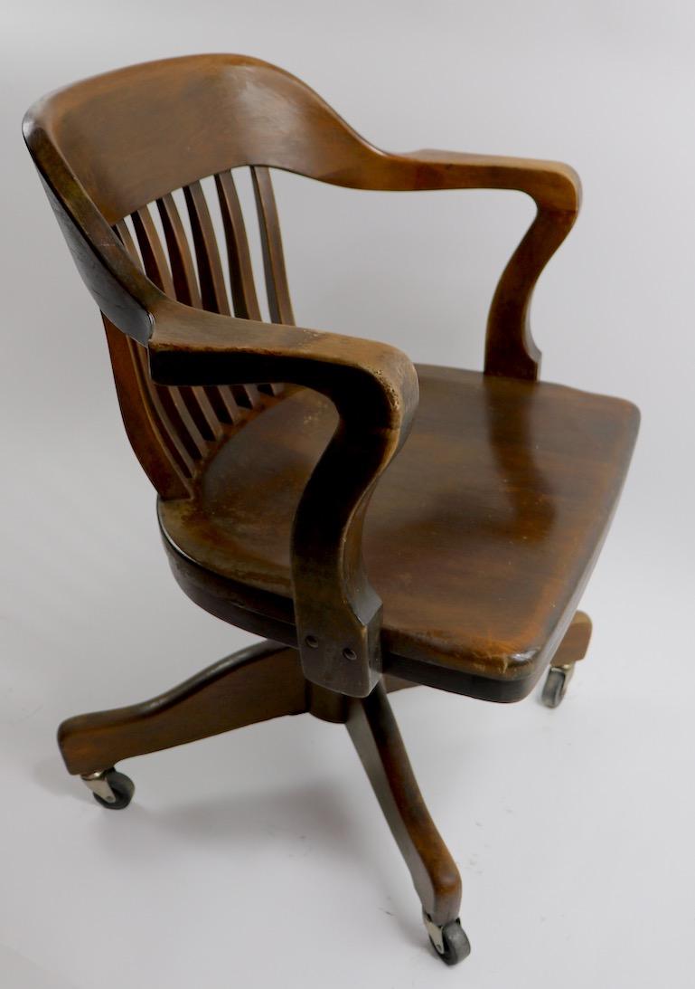 Turn of the Century Walnut Swivel Tilt Office Chair 6