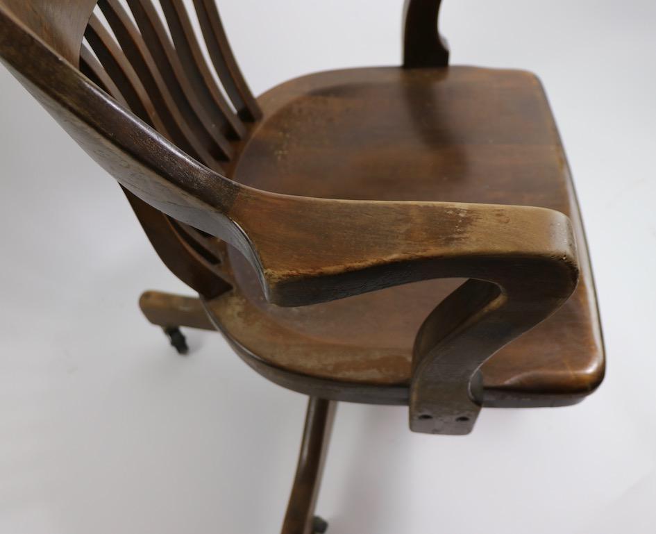 Turn of the Century Walnut Swivel Tilt Office Chair 9