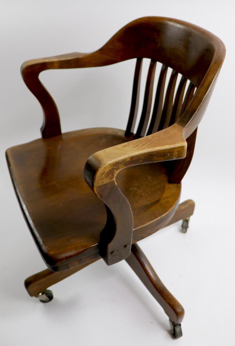 Turn of the Century Walnut Swivel Tilt Office Chair 1