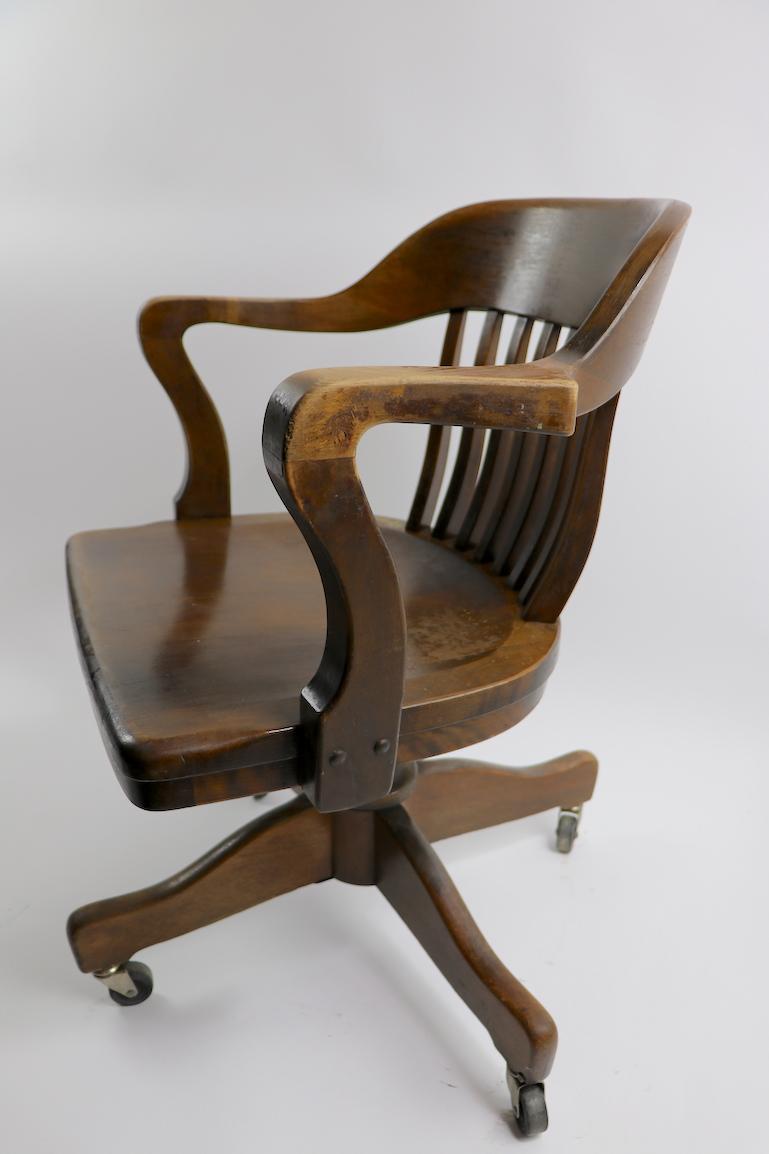 Turn of the Century Walnut Swivel Tilt Office Chair 2