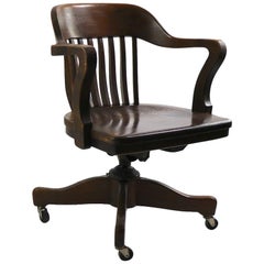 Antique Turn of the Century Walnut Swivel Tilt Office Chair