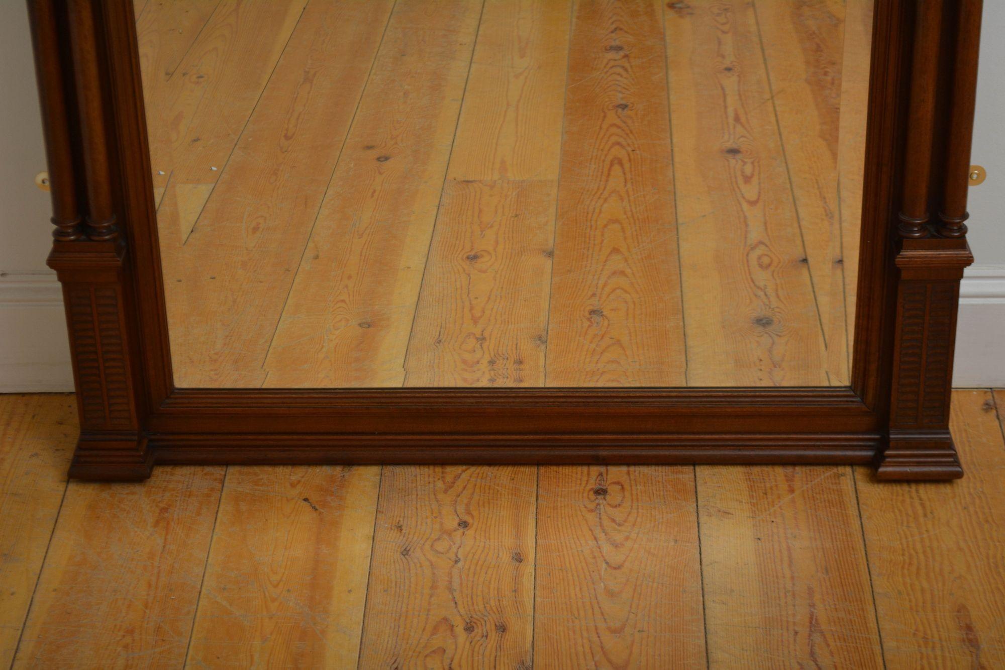 Turn of the Century Walnut Wall Mirror H152cm For Sale 7