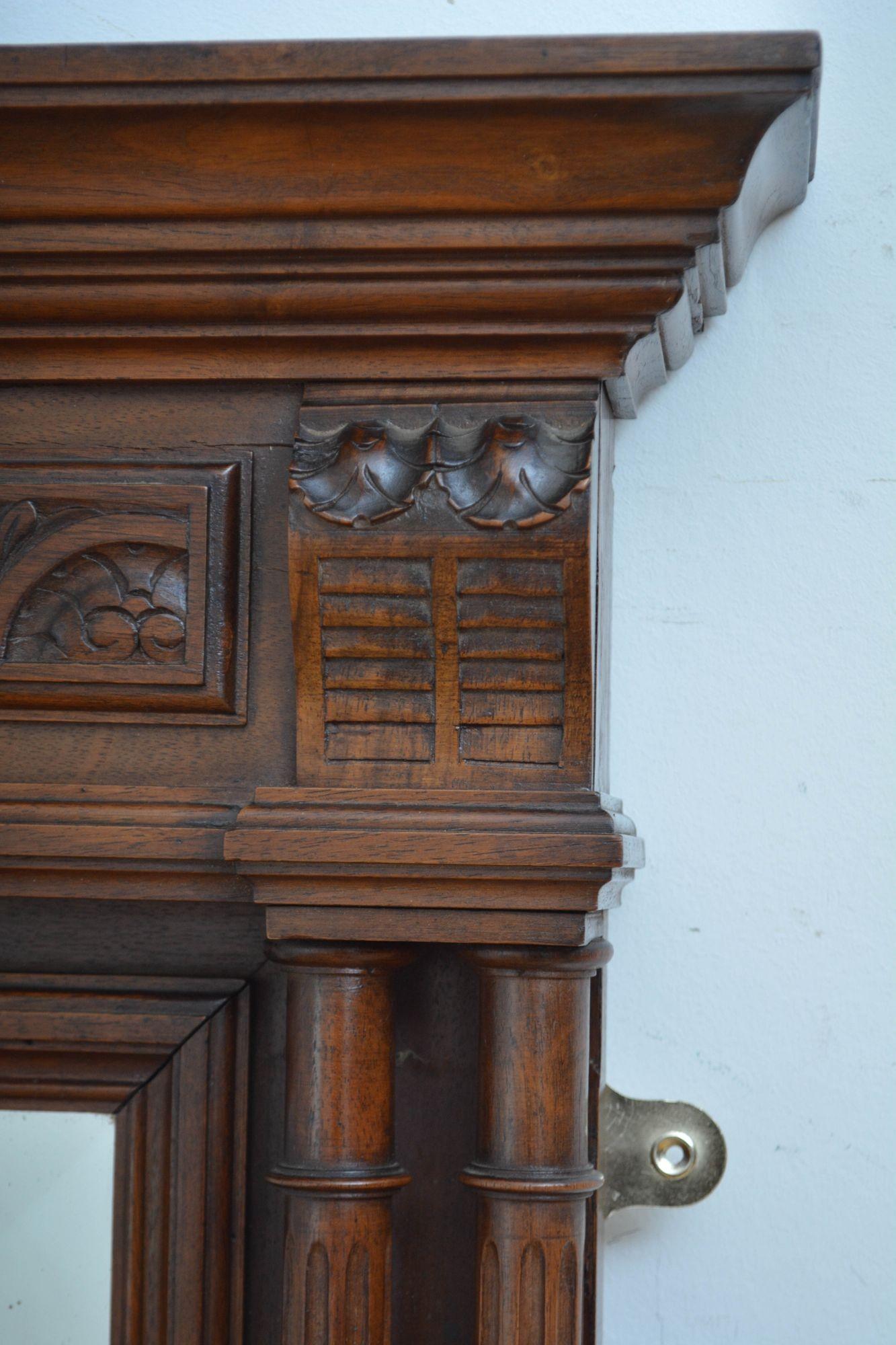 Turn of the Century Walnut Wall Mirror H152cm For Sale 1