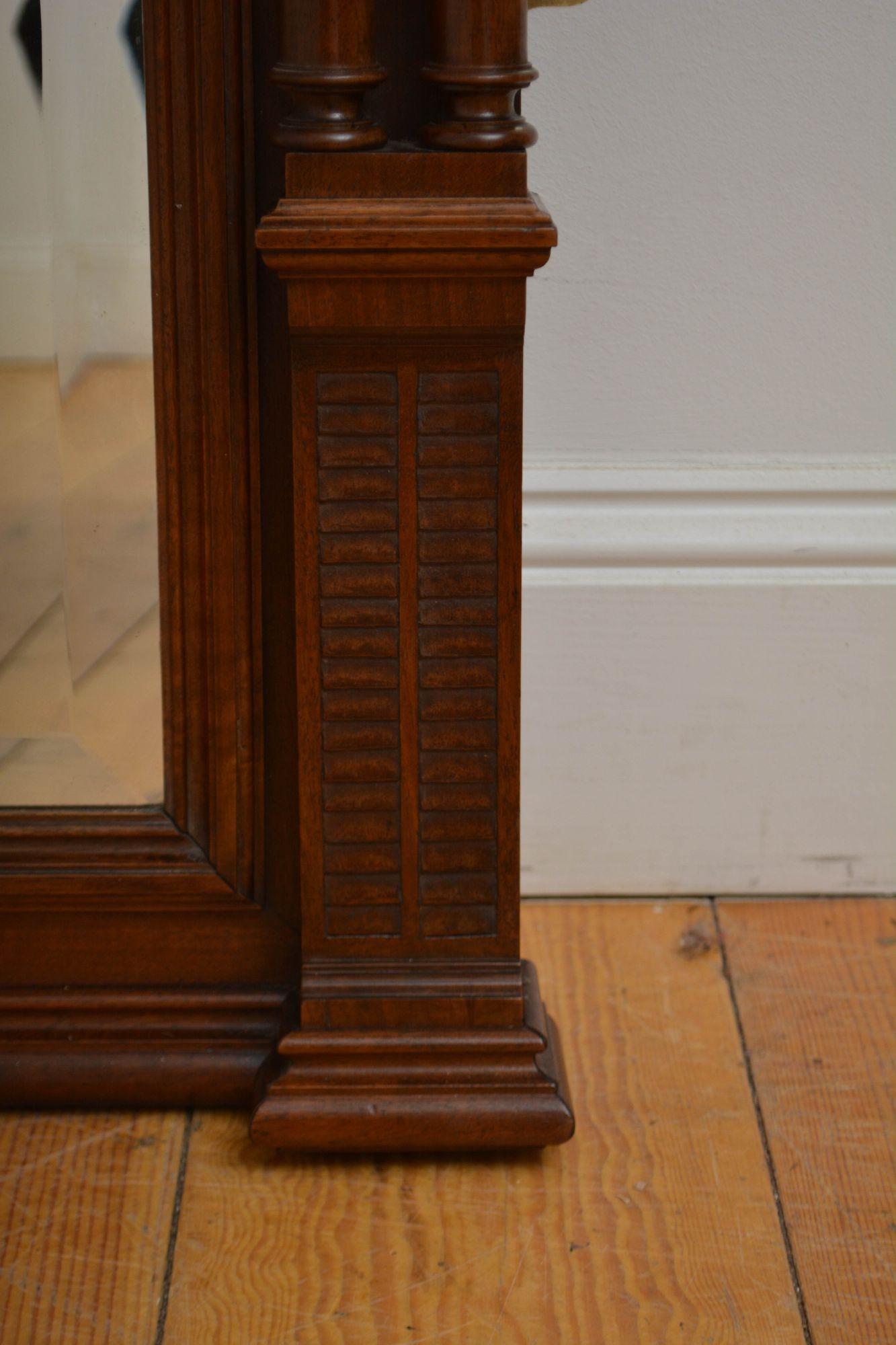 Turn of the Century Walnut Wall Mirror H152cm For Sale 3