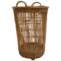 Turn of the Century Wicker Basket, Burgundy, circa 1900