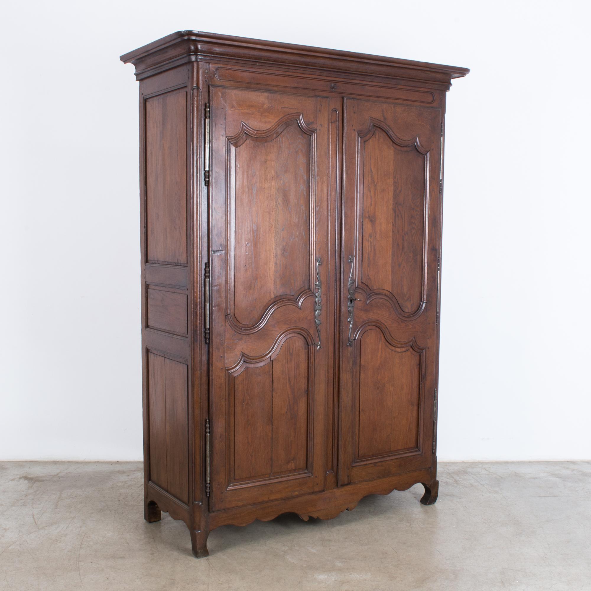 French Turn of the Century Wooden Armoire with Original Patina