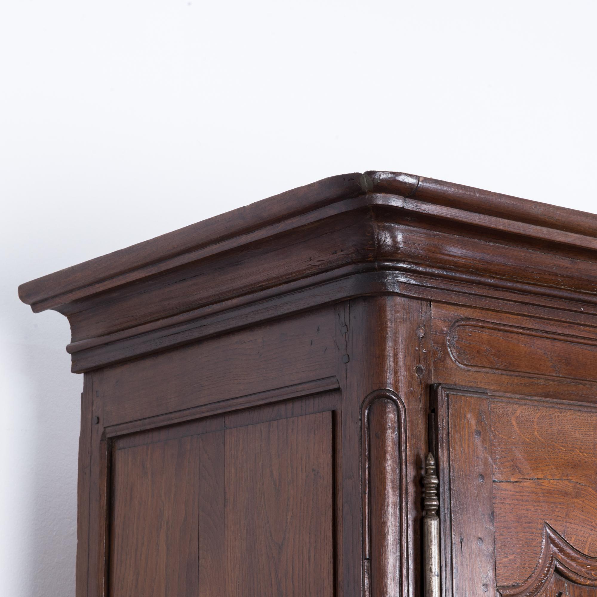 Oak Turn of the Century Wooden Armoire with Original Patina
