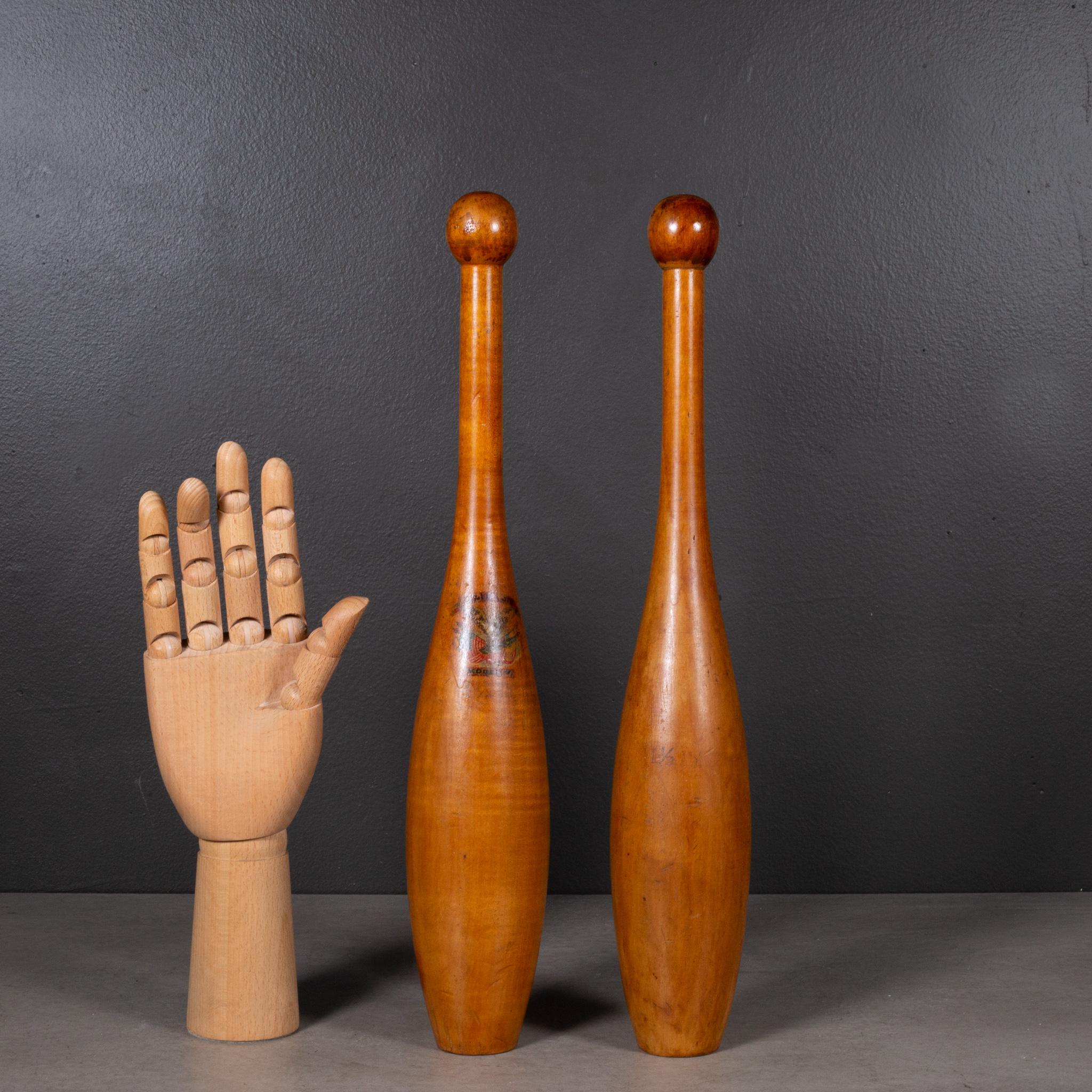 Turn of the Century Wooden Excercise/Juggling Pins c.1900 (FREE SHIPPING) In Good Condition For Sale In San Francisco, CA