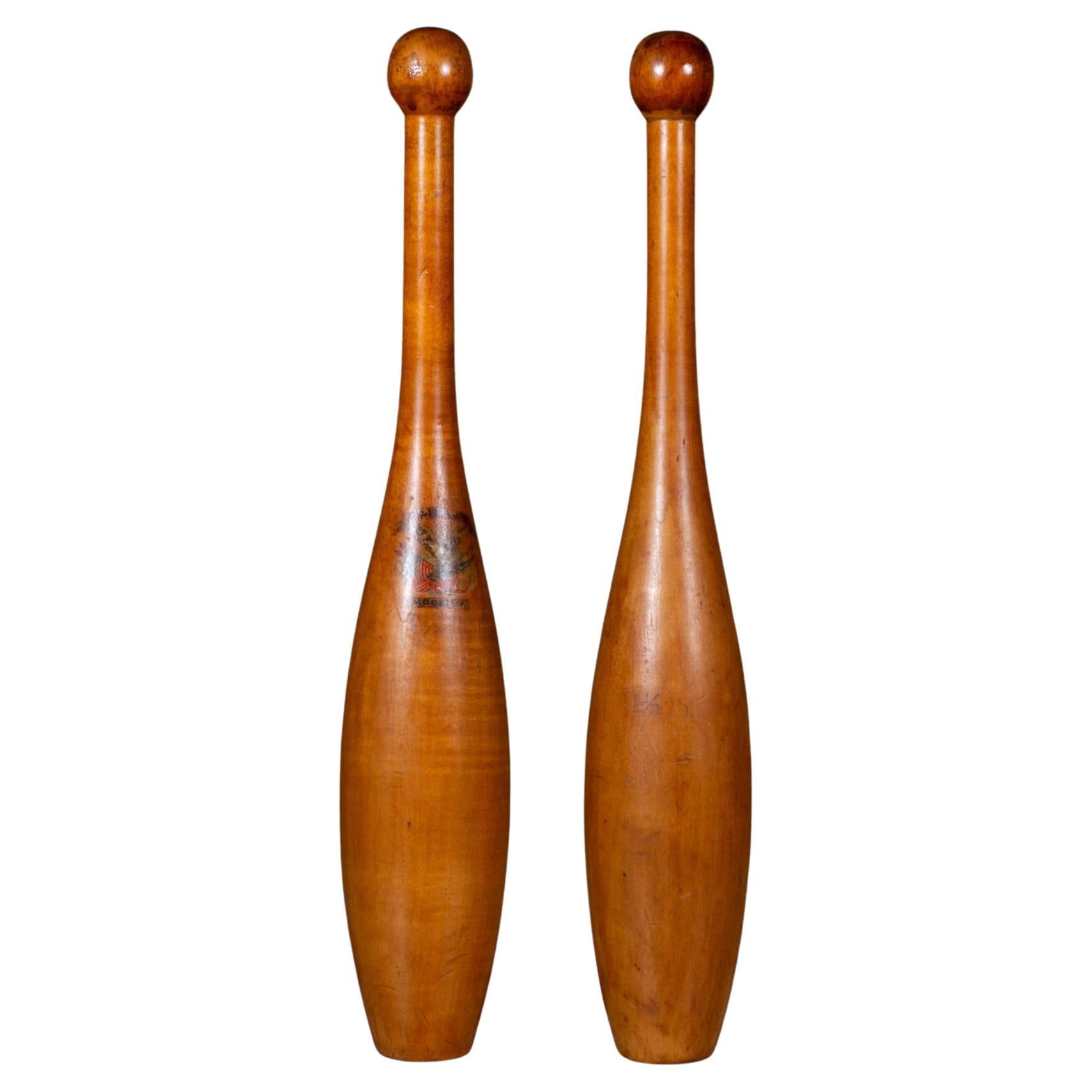 Turn of the Century Wooden Excercise/Juggling Pins c.1900 (FREE SHIPPING) For Sale
