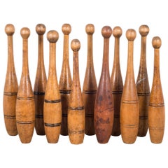 Antique Turn of the Century Wooden Exercise/Juggling Pins, circa 1900