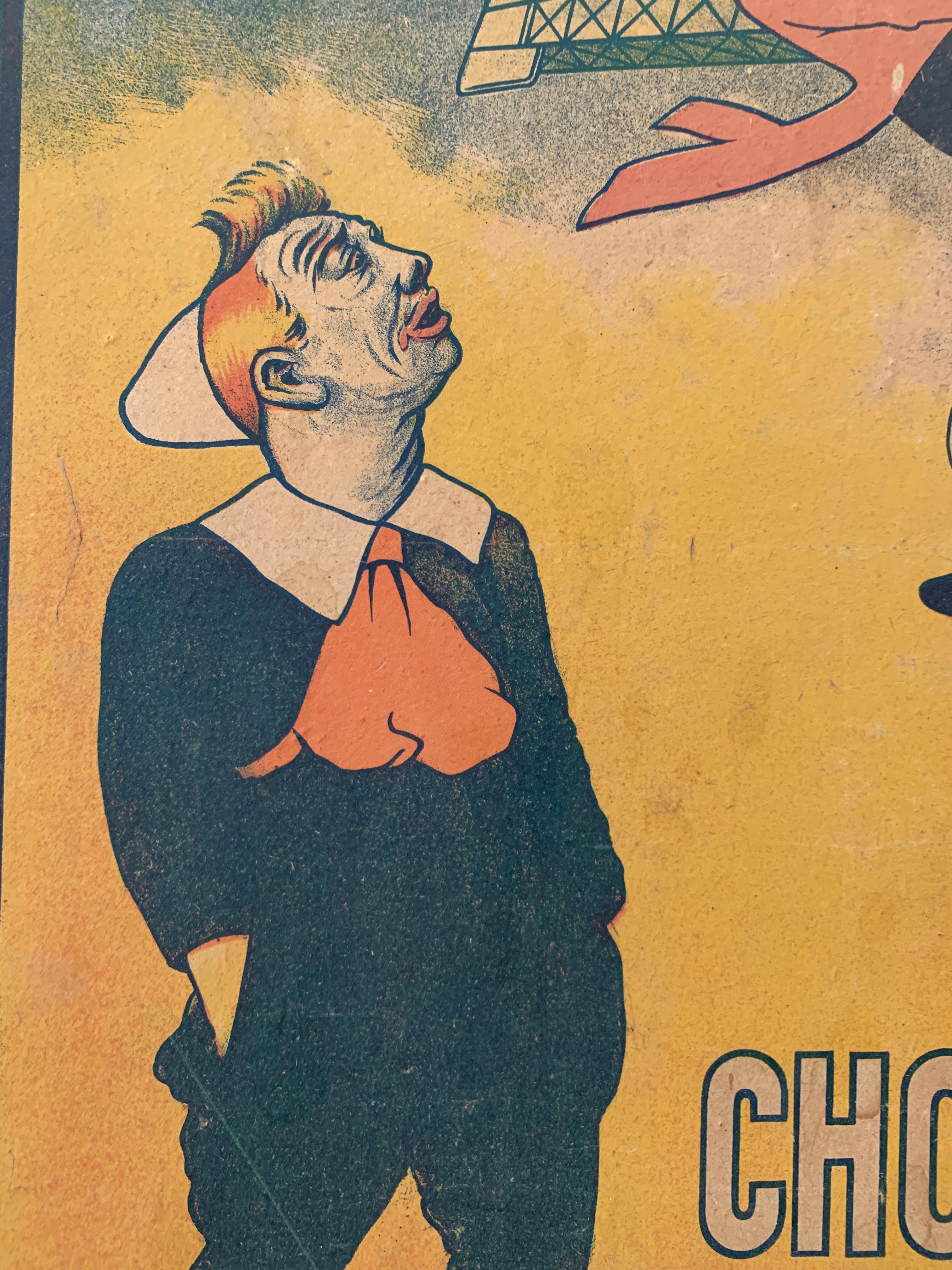 Turn of the Twentieth Century's European Circus Poster, 1909, Chocolat Aviateur In Good Condition For Sale In Melbourne, Victoria