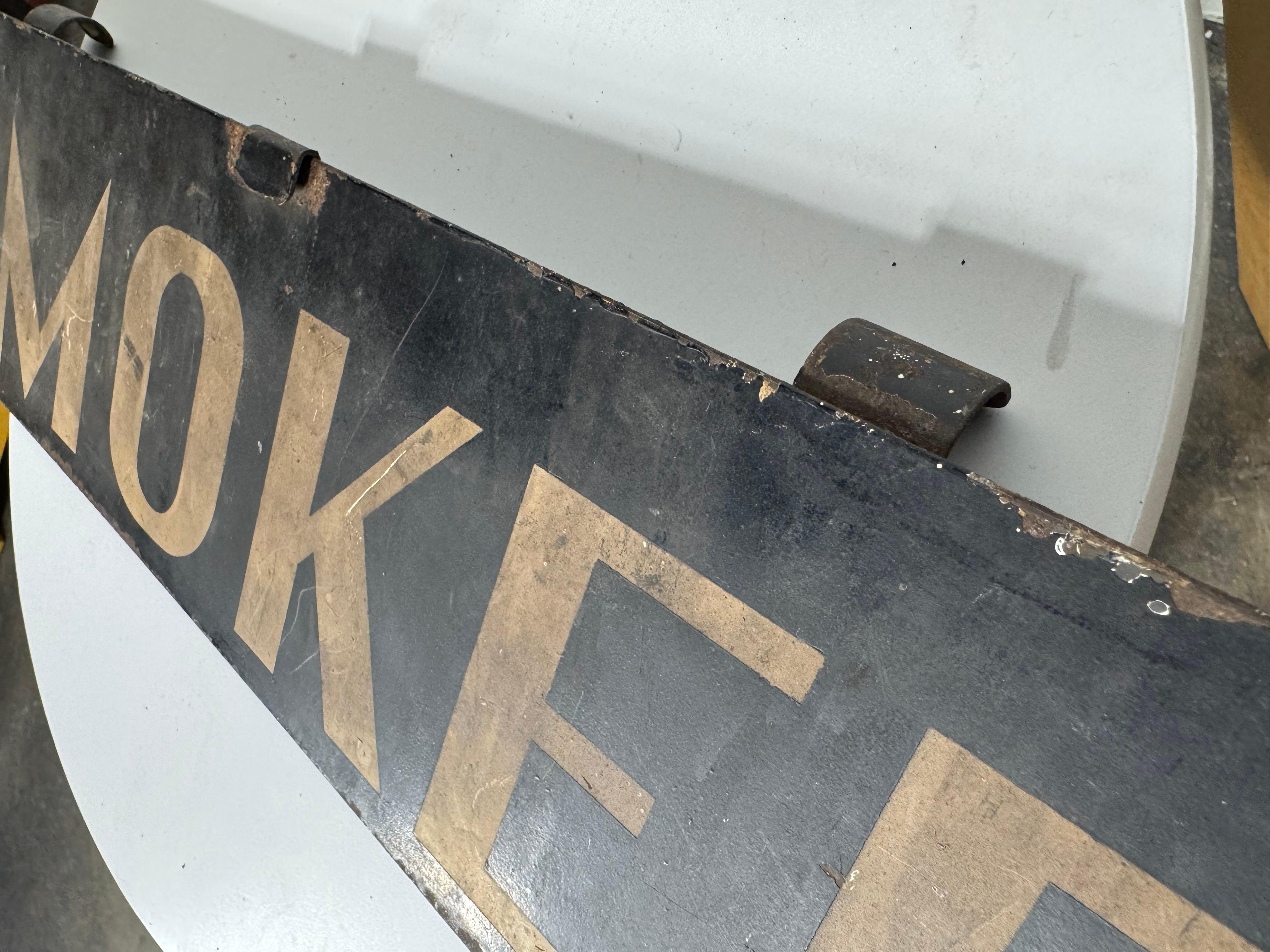 Great old turn of century sign salvaged from an old Pullman Train car, It would have been the smoking car. Double sided.. Age appropriate wear,