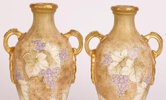 Turn Teplitz RSK Amphora Pair Art Nouveau Hand-Painted Twin Handled Vases