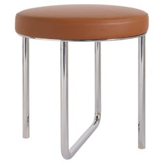 Turnabout Low Stool by Phase Design, Polished Chrome & Leather