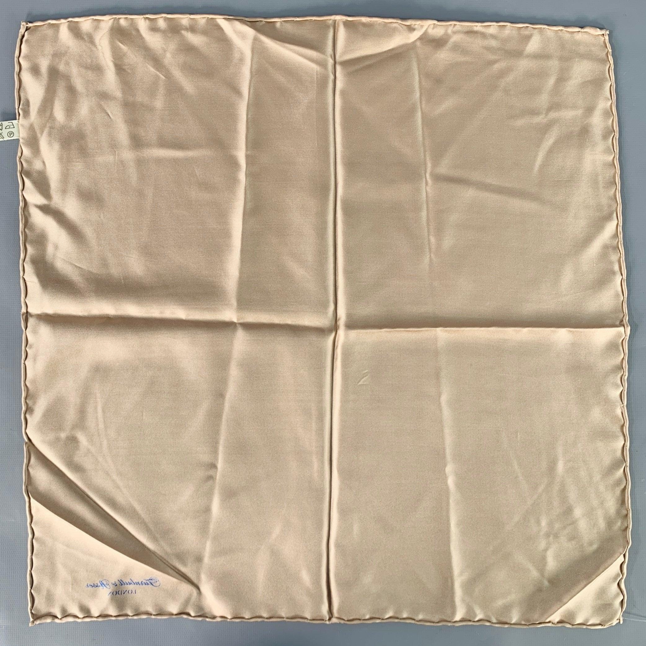 TURNBULL & ASSER Beige Signature Silk Pocket Square In Good Condition For Sale In San Francisco, CA