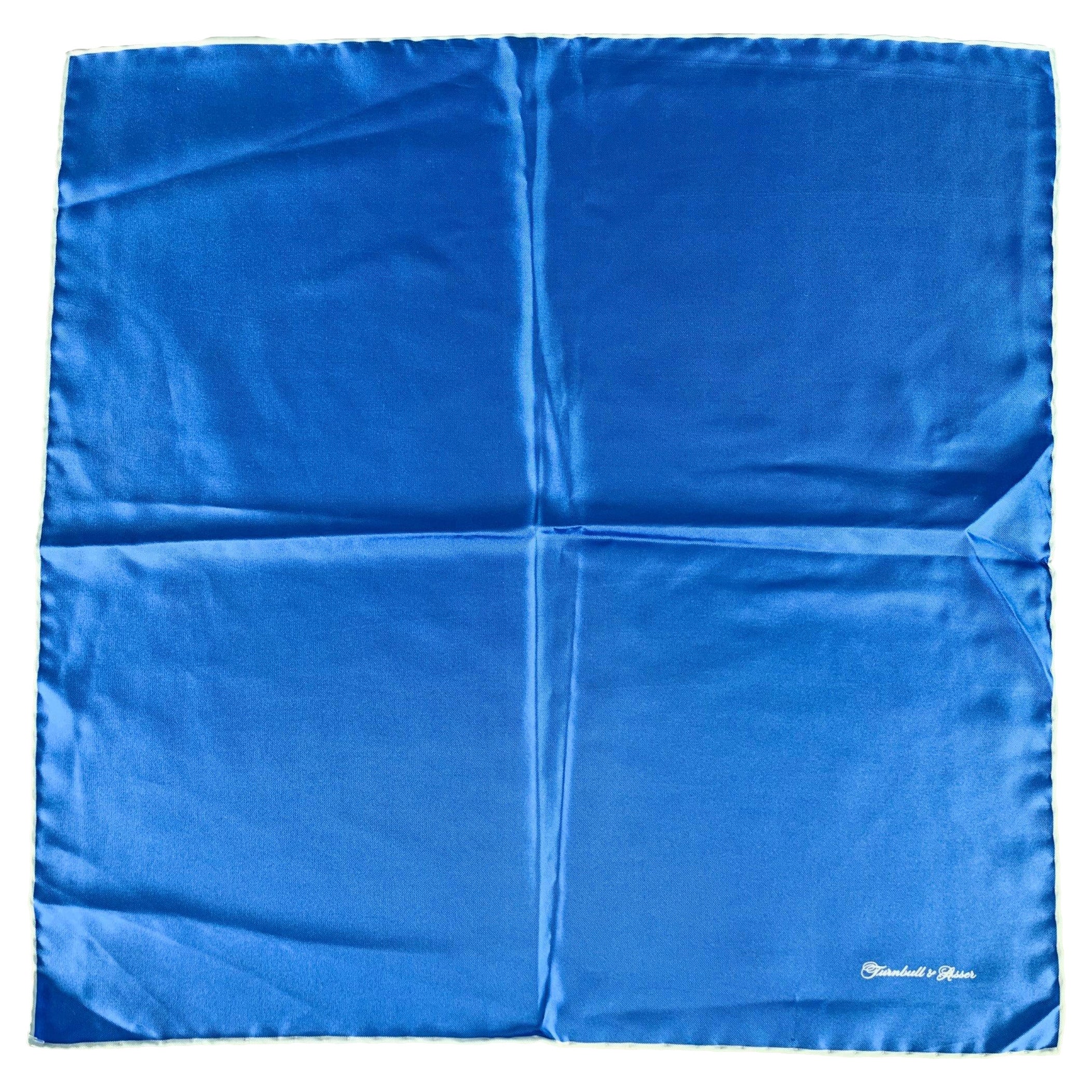 TURNBULL & ASSER Pañuelo de bolsillo de seda con pespunte en contraste azul celeste