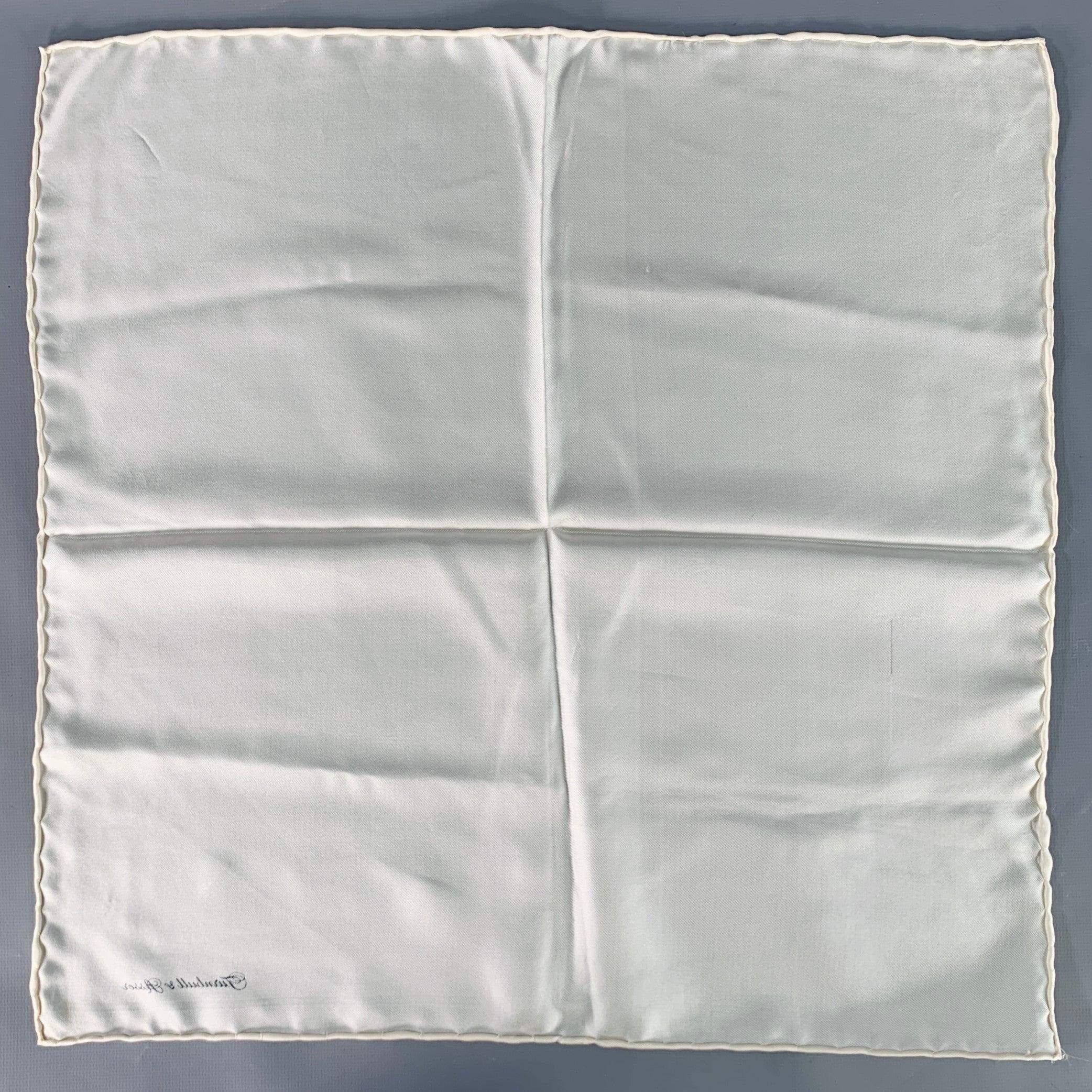 Gray TURNBULL & ASSER Cream Signature Silk Pocket Square For Sale