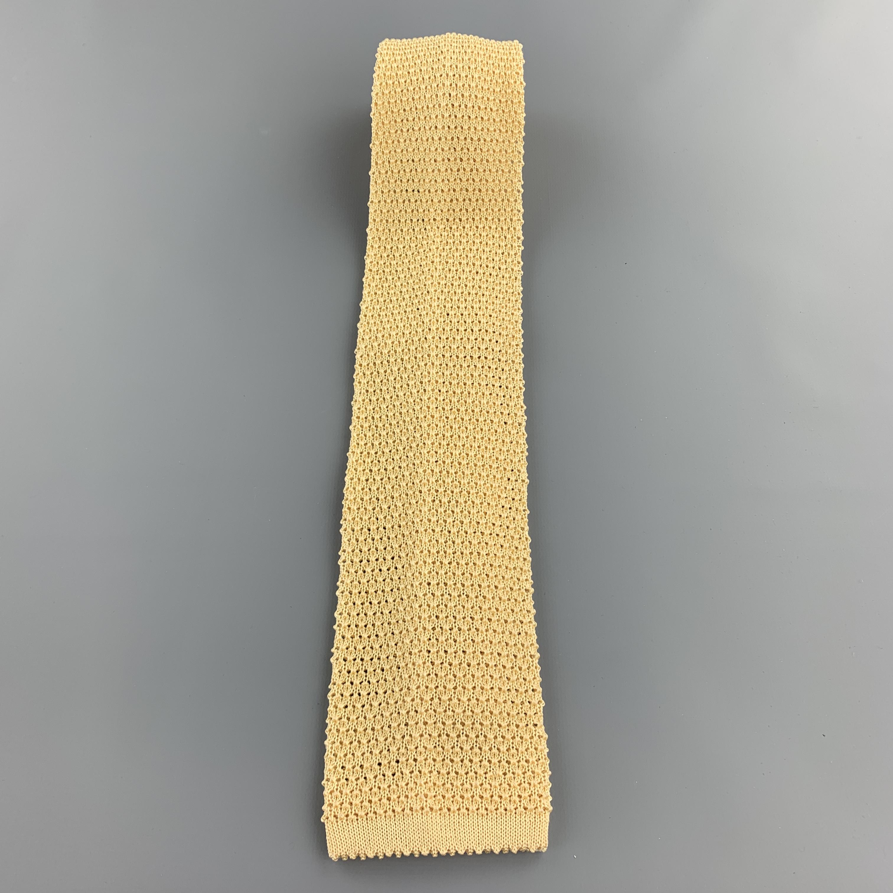 Beige TURNBULL & ASSER Light Yellow Silk Textured Knit Tie
