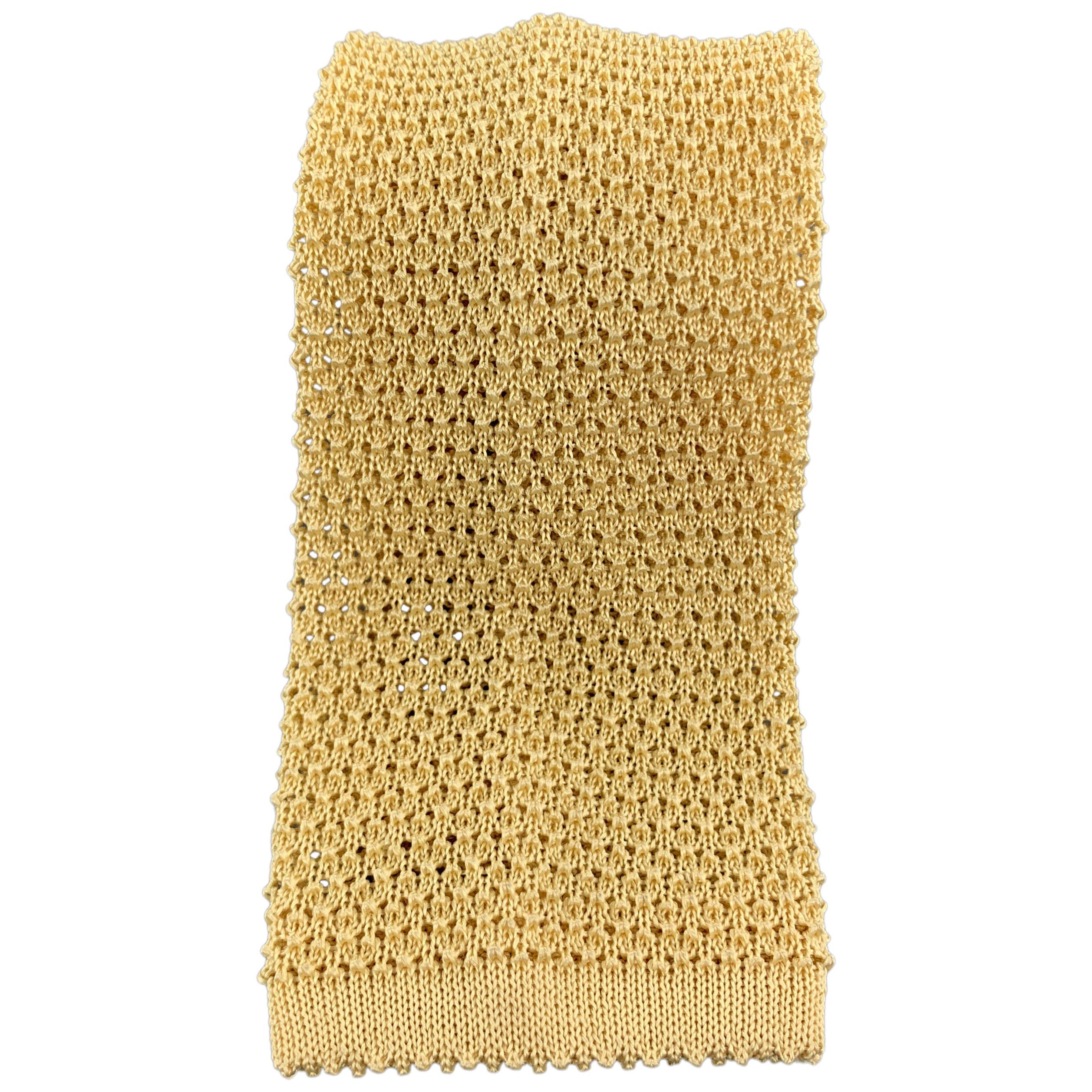 TURNBULL & ASSER Light Yellow Silk Textured Knit Tie