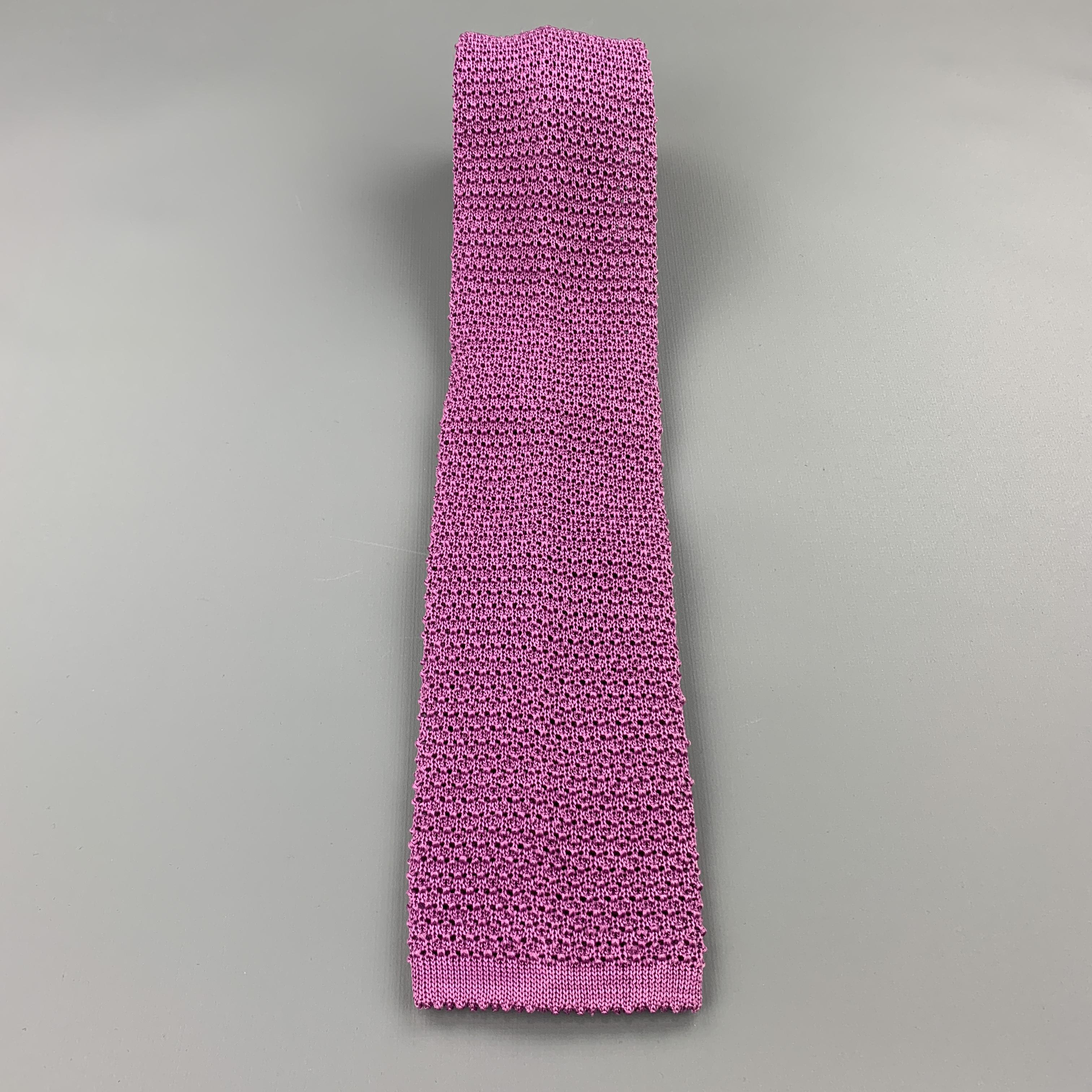 TURNBULL & ASSER Lilac Pink Purple Silk Textured Knit Tie In Excellent Condition In San Francisco, CA