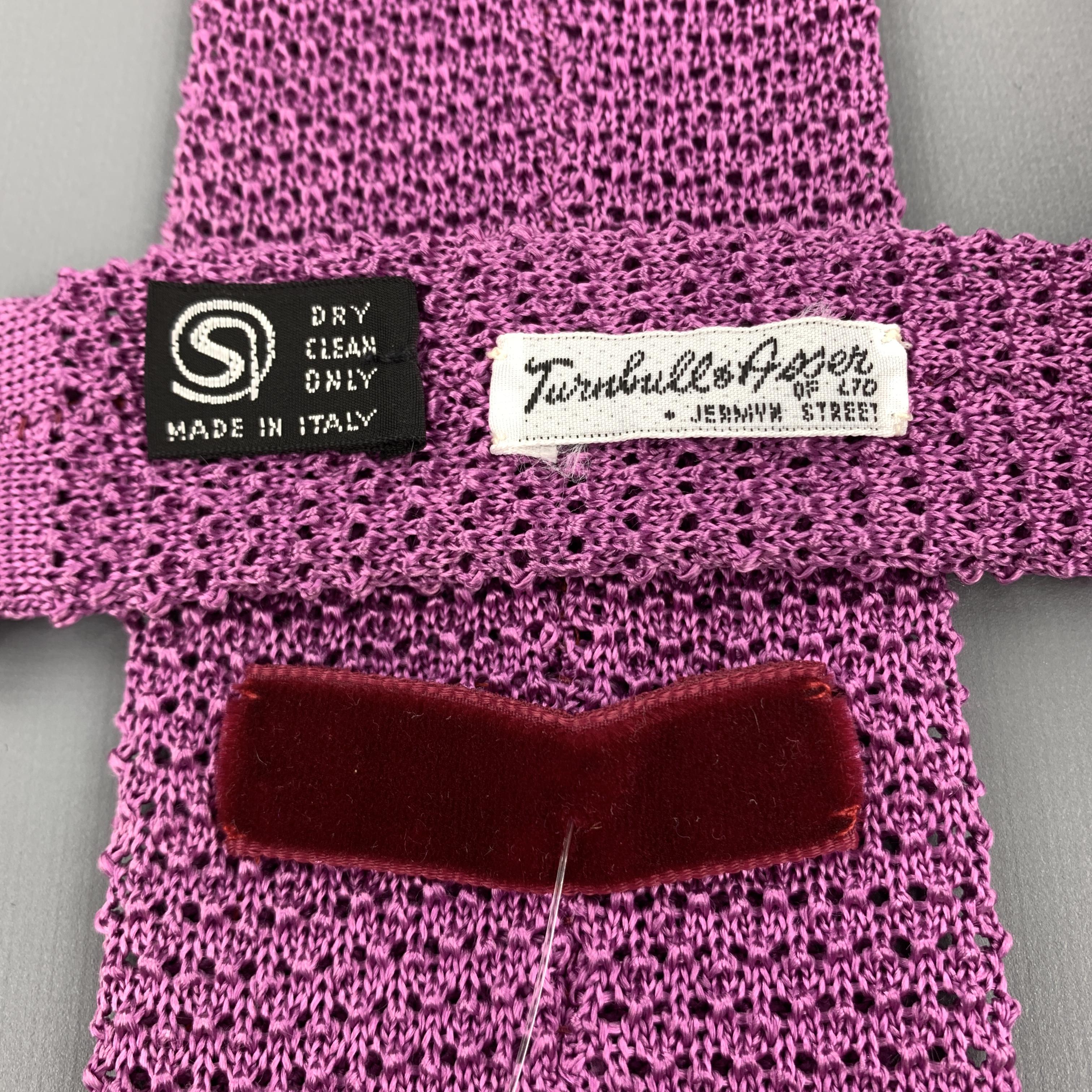 TURNBULL & ASSER Lilac Pink Purple Silk Textured Knit Tie 1