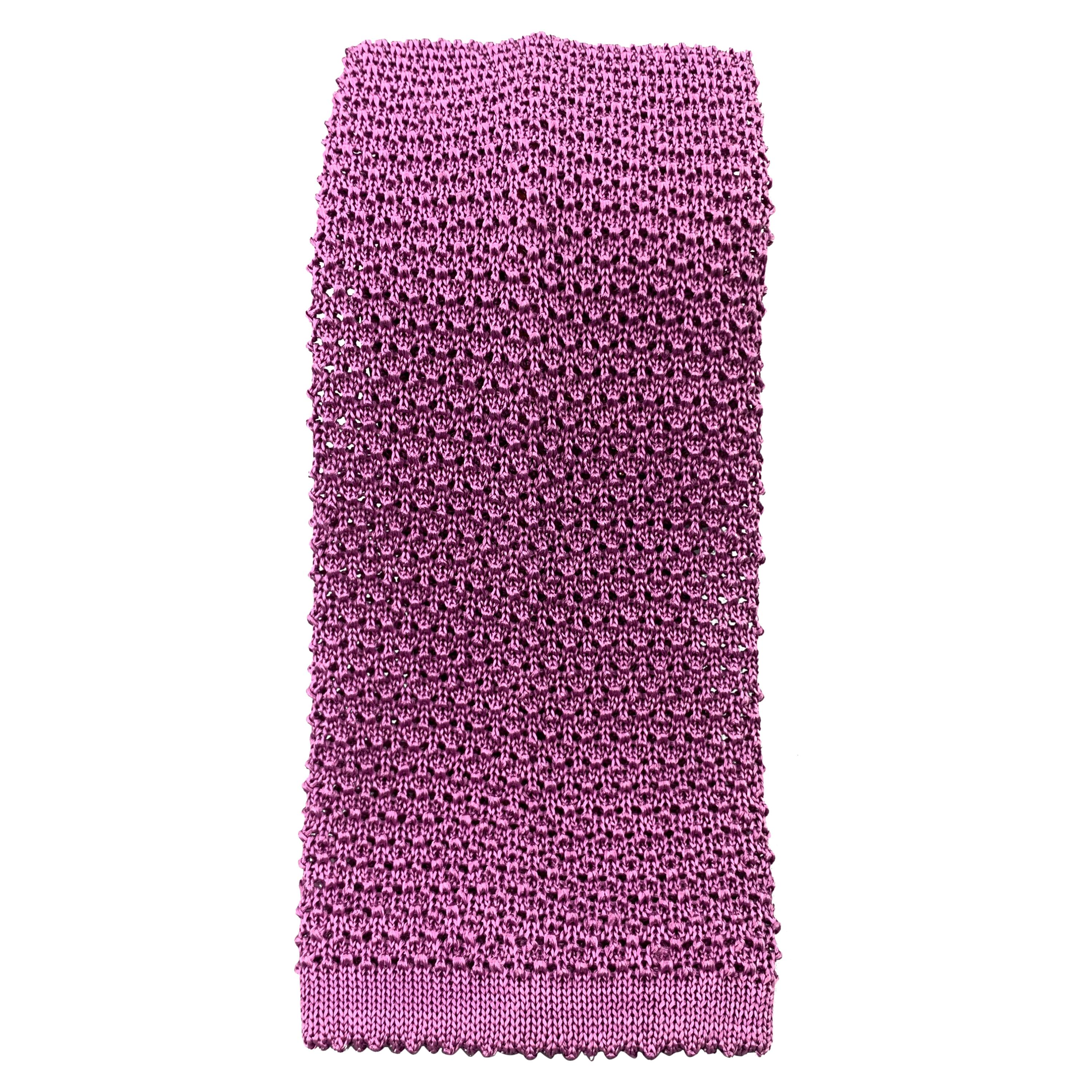 TURNBULL & ASSER Lilac Pink Purple Silk Textured Knit Tie