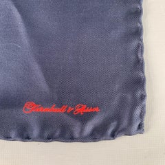 TURNBULL & ASSER Navy Red Signature Silk Pocket Square