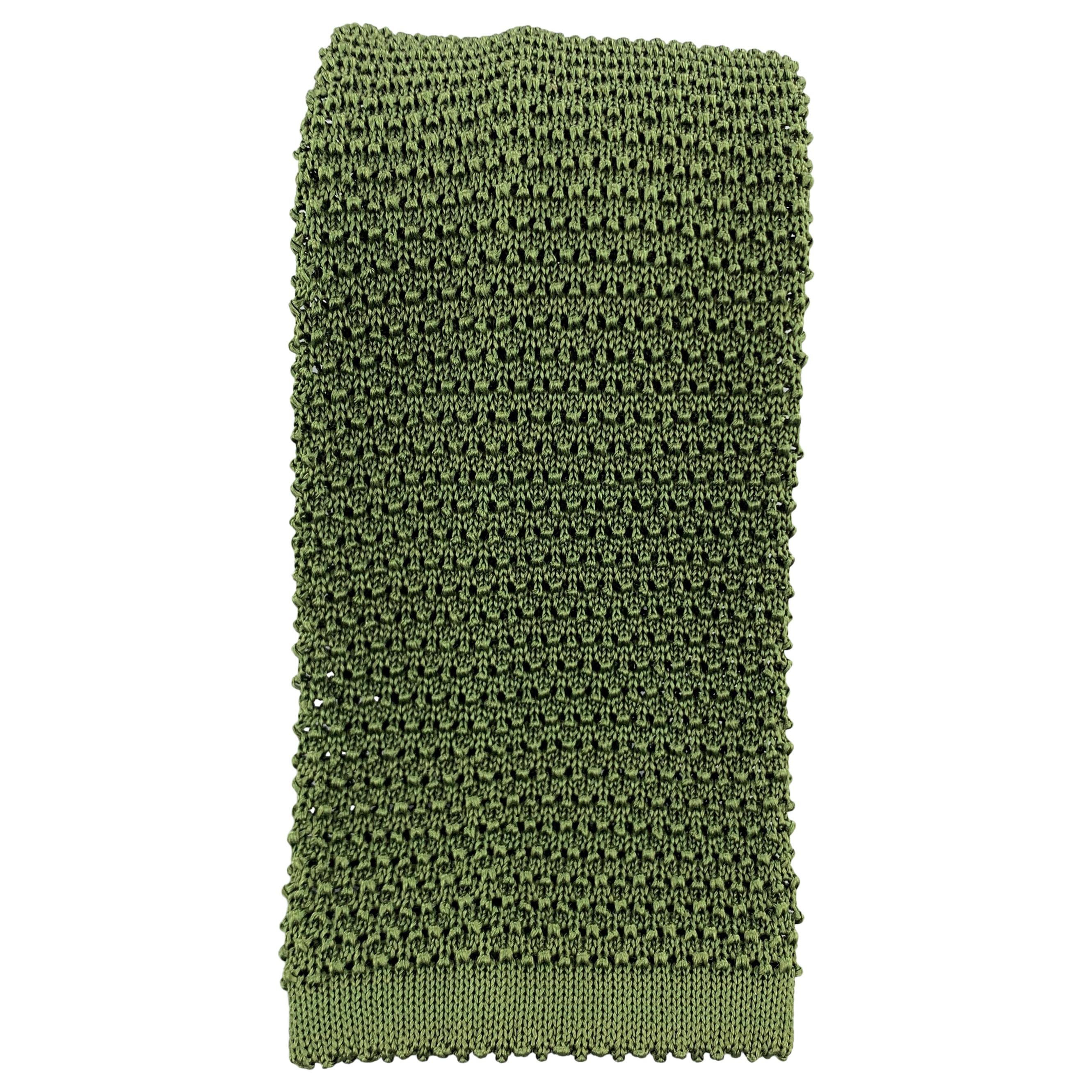 TURNBULL & ASSER Olive Silk Textured Knit Tie