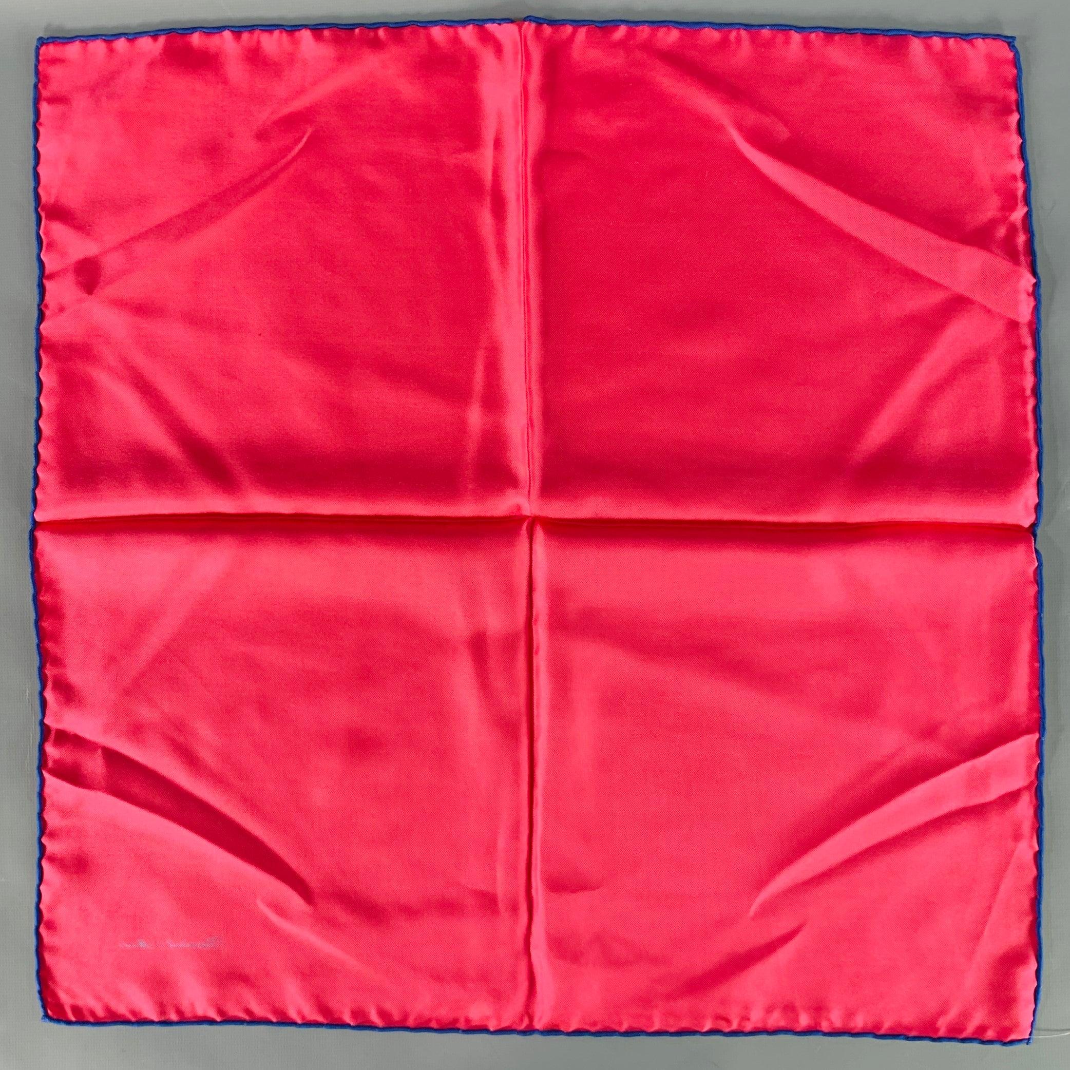Rosso Turnbull & Asser Piazza da taschino in seta firmata rosso-blu in vendita