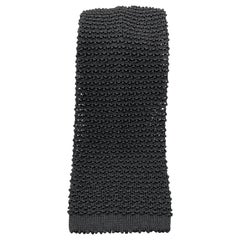 TURNBULL & ASSER Silk Textured Black Knit Tie