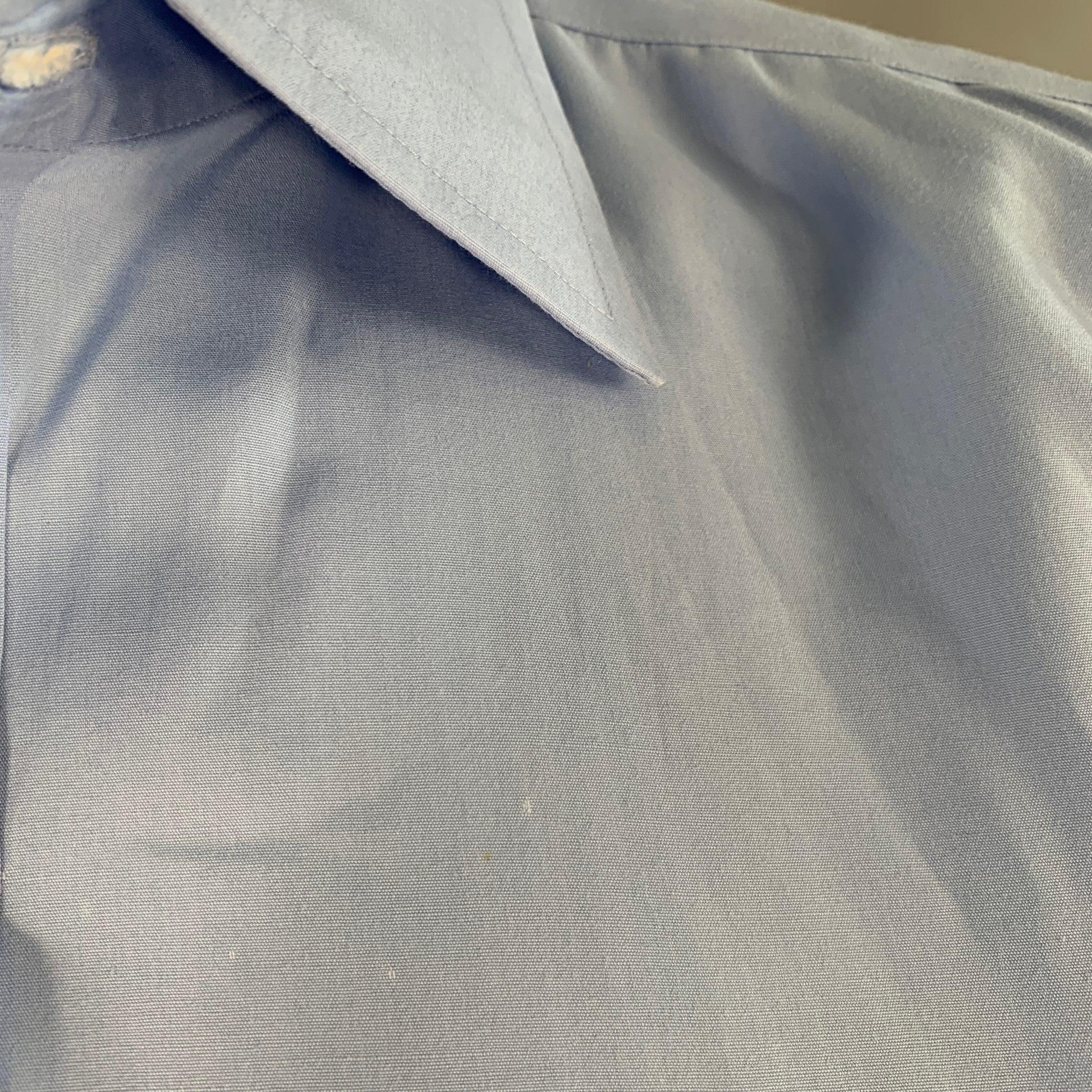TURNBULL & ASSER Größe L Blaues Langarmhemd mit französischer Manschette aus Baumwolle Herren im Angebot
