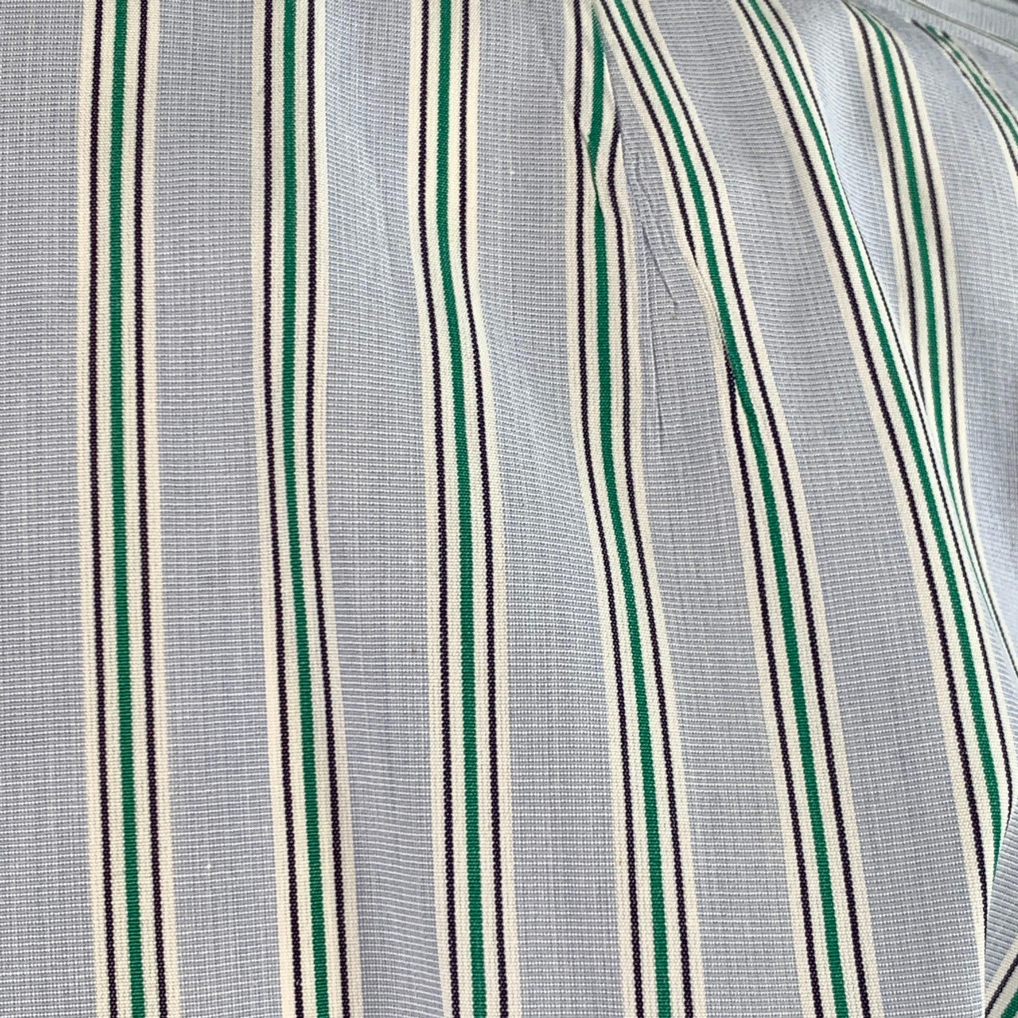 TURNBULL & ASSER Größe L Blau-Grün gestreiftes Langarmhemd aus Baumwolle mit französischer Manschette Herren im Angebot