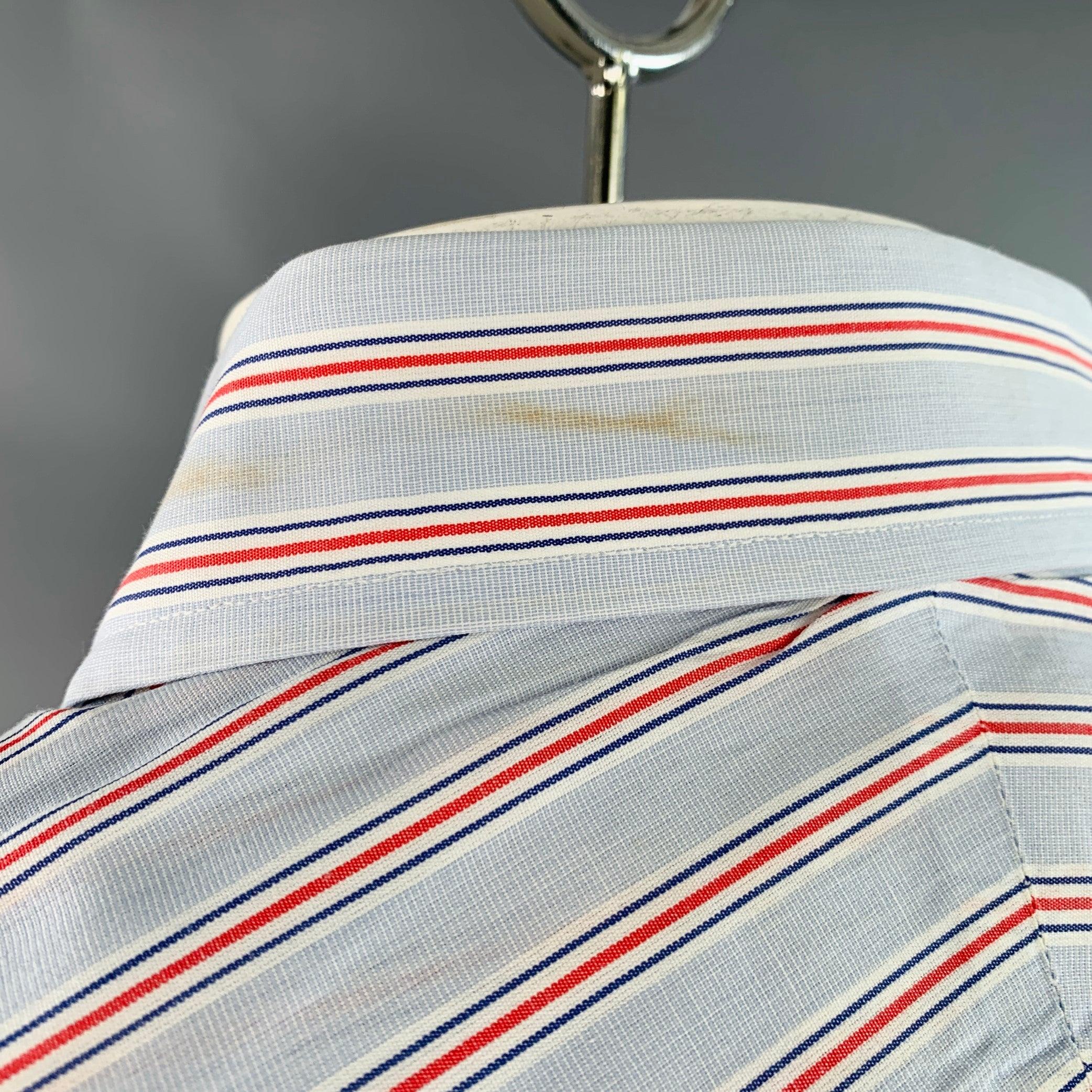 TURNBULL & ASSER Größe L Blau-Marine-Rot gestreiftes Baumwollhemd mit langen Ärmeln Herren im Angebot