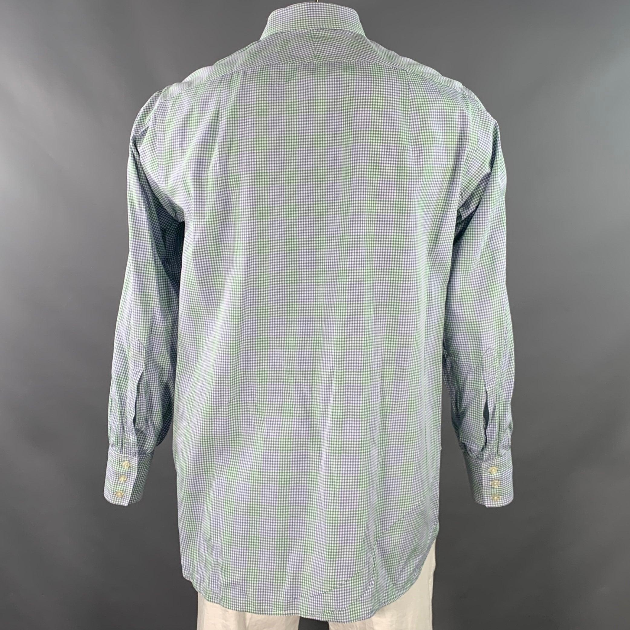 TURNBULL & ASSER Größe L Grün Blau Gingham Baumwolle Langarmhemd im Zustand „Hervorragend“ im Angebot in San Francisco, CA