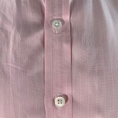 TURNBULL & ASSER Size L Pink White Pinstripe Cotton Long Sleeve Shirt