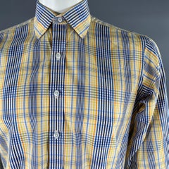 TURNBULL & ASSER Size L White Multi-Color Plaid Long Sleeve Shirt