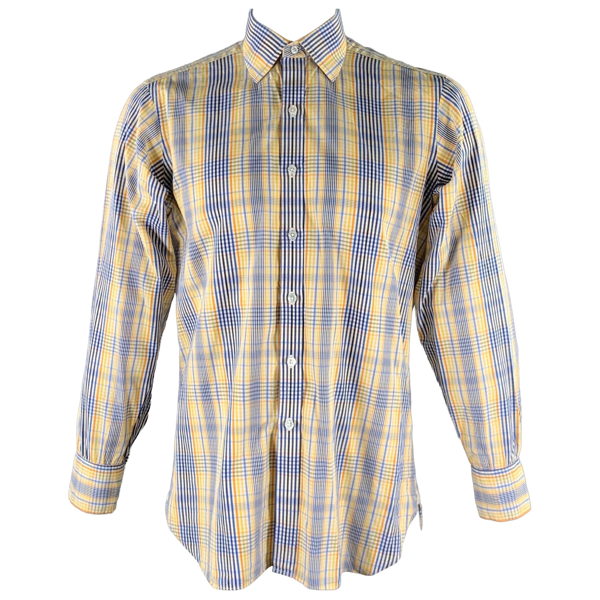 Turnbull & Asser Taglia L Camicia a maniche lunghe a quadri bianchi multicolore
