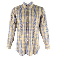 TURNBULL & ASSER Size L White Multi-Color Plaid Long Sleeve Shirt
