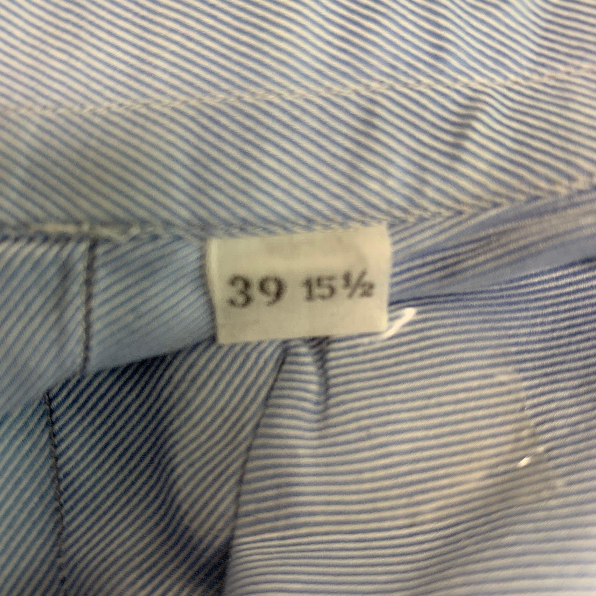 TURNBULL & ASSER Size M Blue Diagonal Stripe Cotton Long Sleeve Shirt For Sale 1