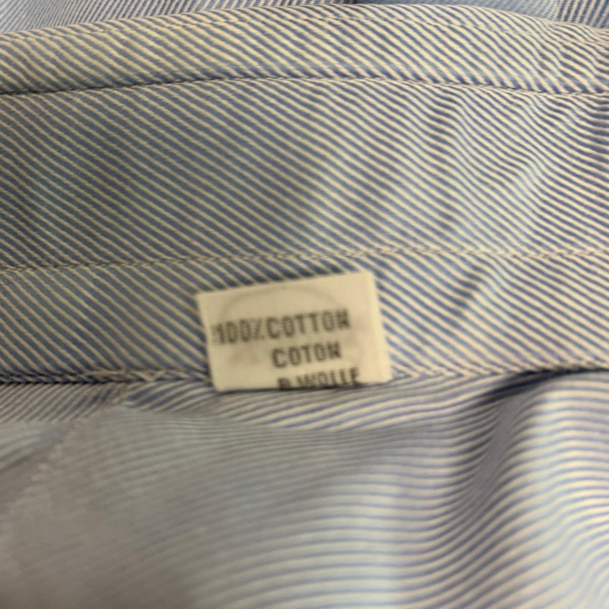TURNBULL & ASSER Size M Blue Diagonal Stripe Cotton Long Sleeve Shirt For Sale 2