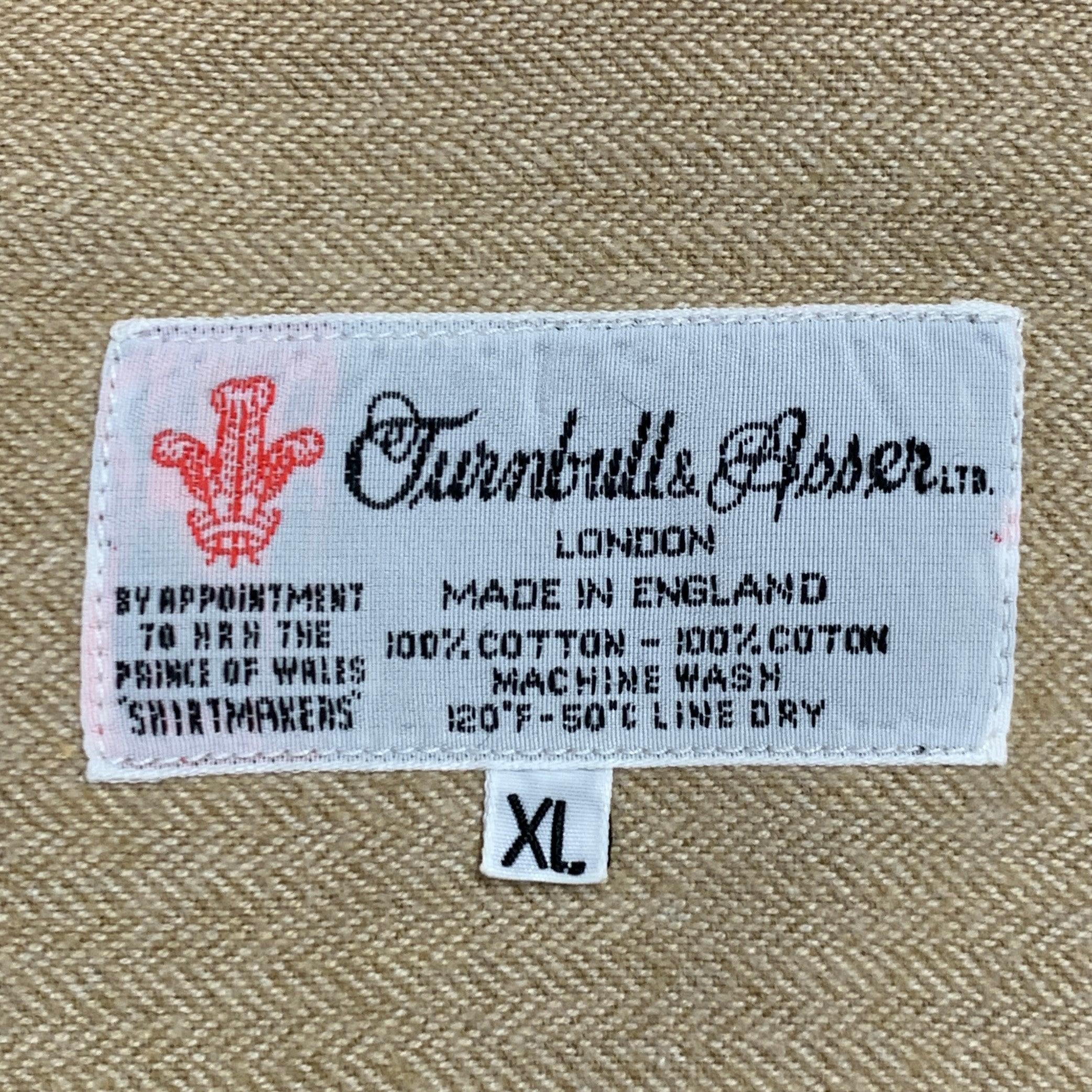 TURNBULL & ASSER Größe XL Beige Herringbone Baumwolle 2 Taschen Langarmhemd im Angebot 6