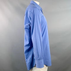 TURNBULL & ASSER Taille XXL Chemise à manches longues en coton bleu à col large