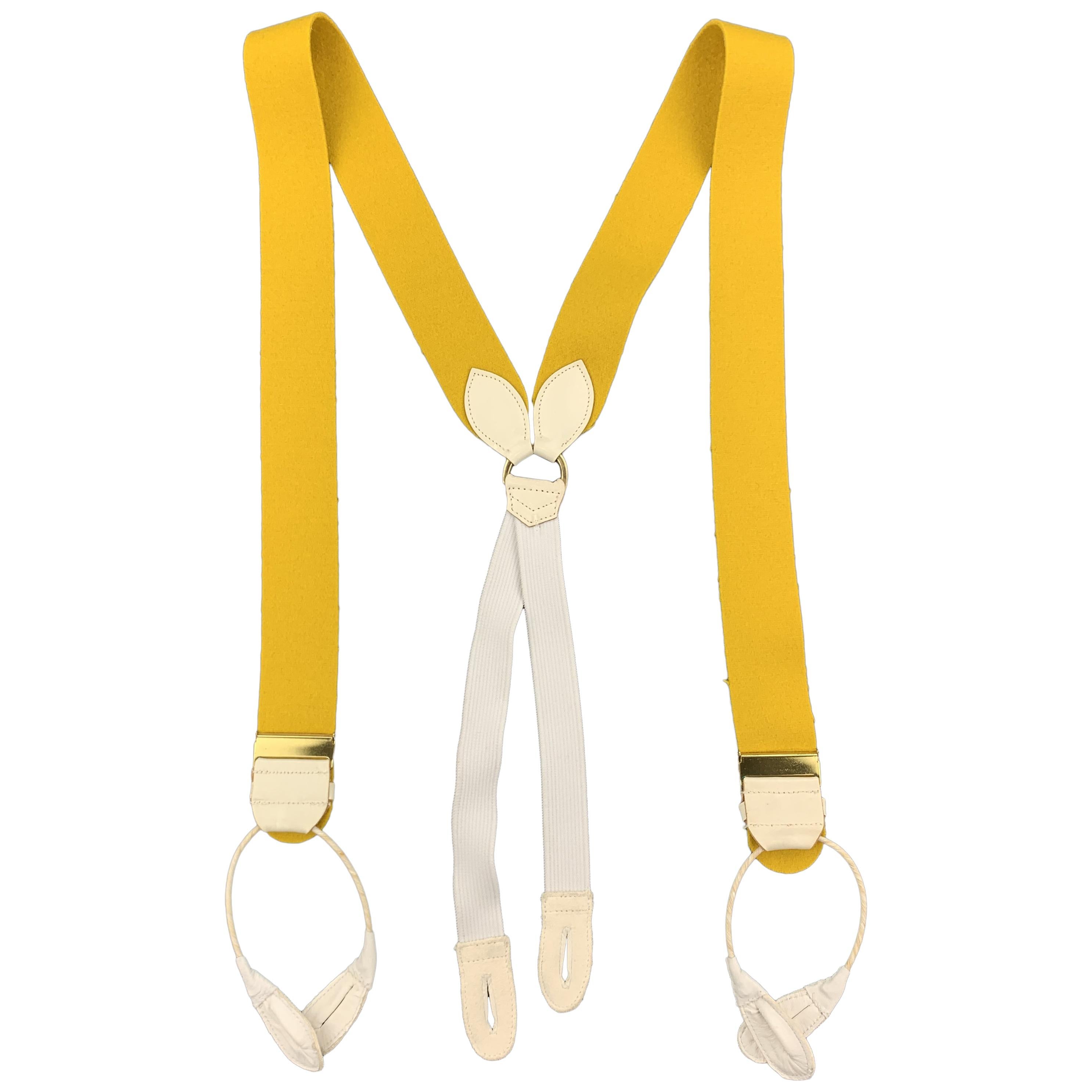 TURNBULL & ASSER Solid Yellow Wool Suspenders